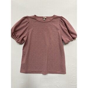 A New Day Women's Puff Sleeve Textured Knit Top - Dusty Rose - Size S